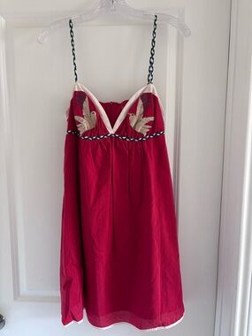 Voom by Joy Han Red Dress with Cream & Black Trim